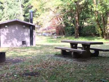 Group campsite: maximum of 25 people with 4 passenger vehicles or 2 travel trailers or motorhomes.