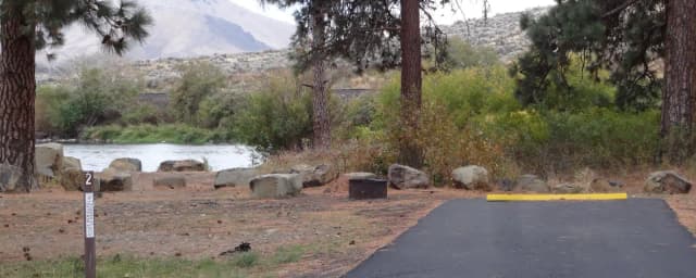 Parking pad and fire ring at Big Pines Campsite 2
