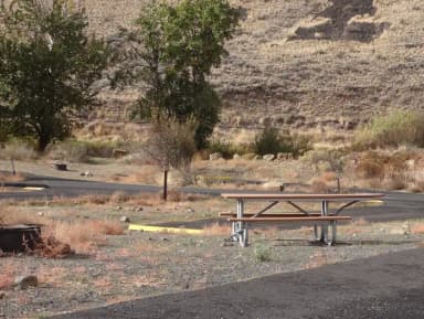 Big Pines Campsite 26: parking pad, picnic table and fire ring