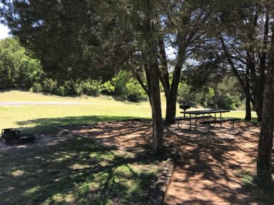 Picnic table, grill, and fire ring