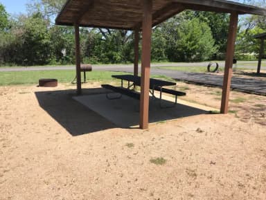 Covered picnic table, grill, and fire ring