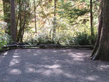 Large tent camping area, close to river trail