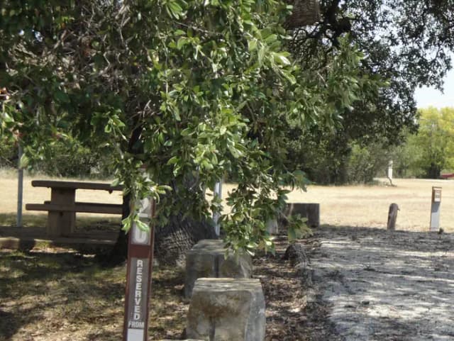 A photo of Site 420 of Loop 4 at FLATROCK (TEXAS) with Picnic Table, Electricity Hookup, Fire Pit, Shade, Water Hookup
