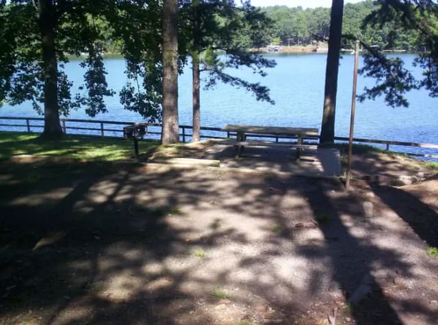 Water view, picnic table.
