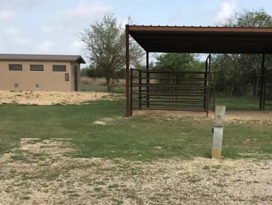 Equestrian site hookup with two stalls and restroom/shower facility nearby