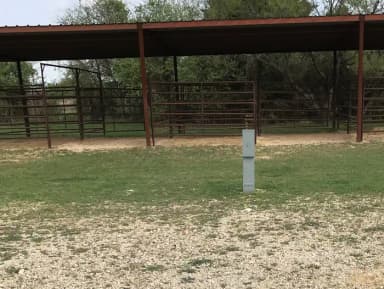 Equestrian site hookup with two stalls and restroom/shower facility nearby