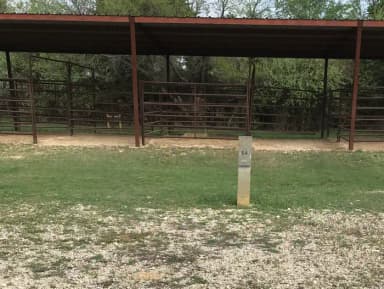 Equestrian site hookup with two stalls and restroom/shower facility nearby
