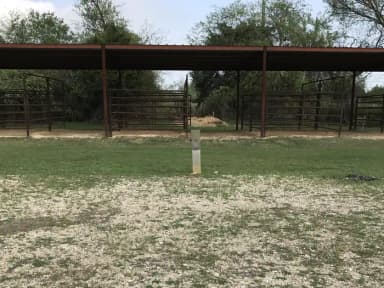 Equestrian site hookup with two stalls and restroom/shower facility nearby