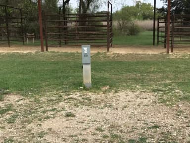 Equestrian site hookup with two stalls and restroom/shower facility nearby