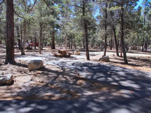 Parking spot and picnic table, Mather Campground
