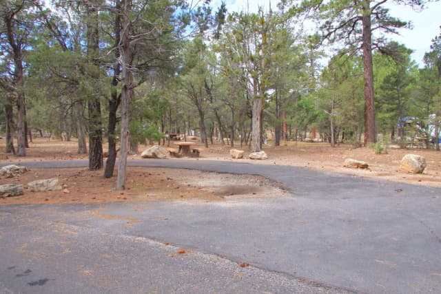 Parking spot and picnic table, Mather Campground