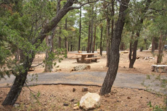 Picnic tableand parking spot, Mather Campground