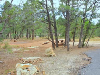 Picnic table, fire pit, and parking spot, Mather Campground