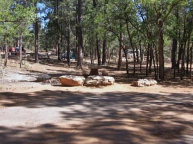 Picnic table, fire pit, and parking spot, Mather Campground