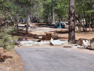 Picnic table, fire pit, and parking spot, Mather Campground