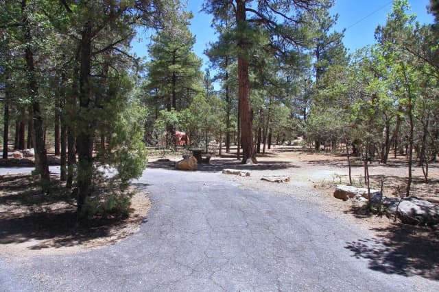 Picnic table, fire pit, and parking spot, Mather Campground