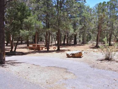 Picnic table, fire pit, and parking spot, Mather Campground