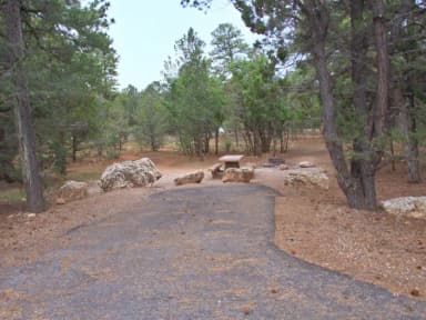 Picnic table, fire pit, and parking spot, Mather Campground