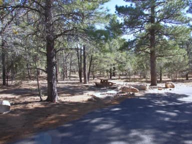 Picnic table, fire pit, and parking spot, Mather Campground