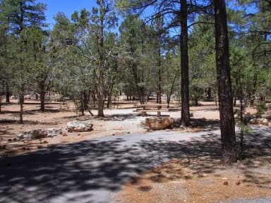 Picnic table, fire pit, and parking spot, Mather Campground