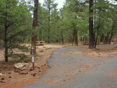 Picnic table, fire pit, and parking spot, Mather Campground