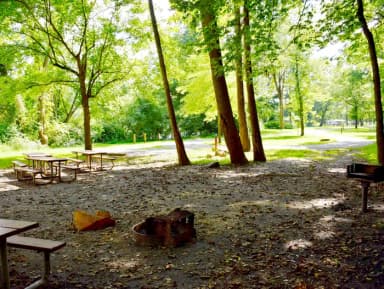 Group Campsite with 4 picnic tables, fire pit and grill