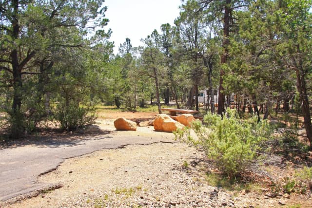 Picnic table, fire pit, and parking spot, Mather Campground