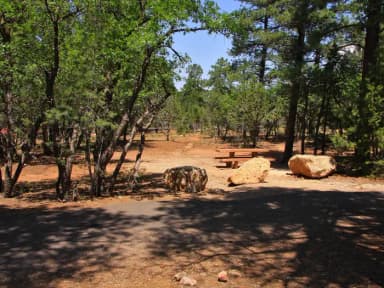 Picnic table, fire pit, and parking spot, Mather Campground