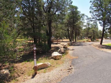 Picnic table, fire pit, and parking spot, Mather Campground