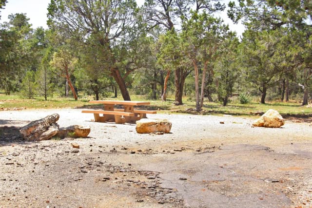 Picnic table and parking spot, Mather Campground