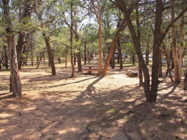 Picnic table, fire pit, and parking spot, Mather Campground