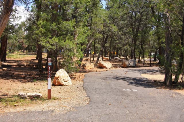 Picnic table and parking spot, Mather Campground
