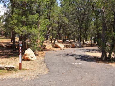 Picnic table and parking spot, Mather Campground