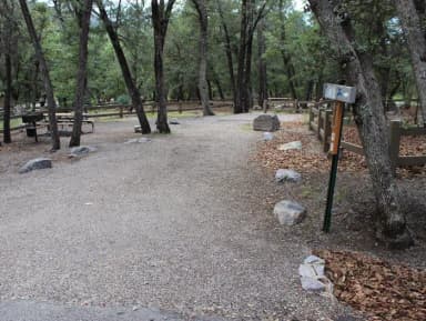 Campsite #9 is difficult to back into for trailers and motorhomes.