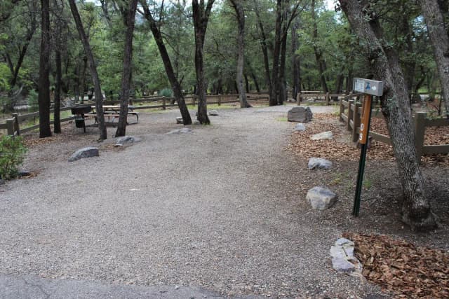 Campsite #9 is difficult to back into for trailers and motorhomes.