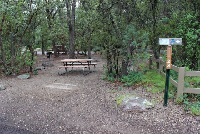 Campsite #24 is best for shorter trailers and motorhomes, or tents.