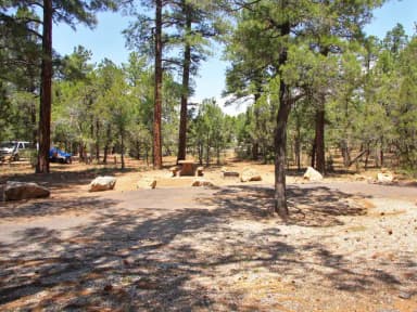 Picnic table, fire pit, and parking spot, Mather Campground