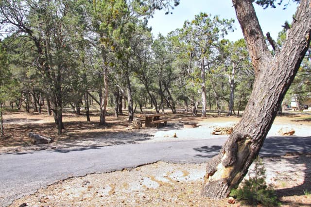 Picnic table, fire pit, and parking spot, Mather Campground