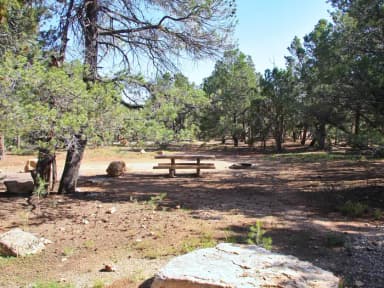 Picnic table, fire pit, and parking spot, Mather Campground