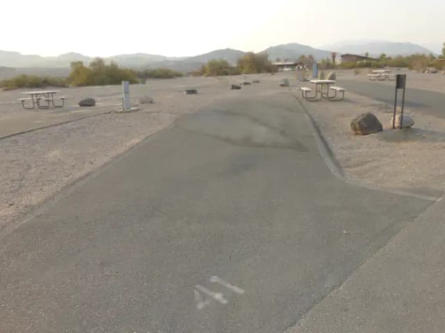 Furnace Creek Campground full hookup site #41. Water, sewer, and 30/50 amp electric connection. One fire pit and one picnic table.