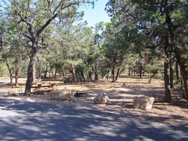 Picnic table, fire pit, and parking spot, Mather Campground