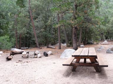 Picnic table with fire pit.