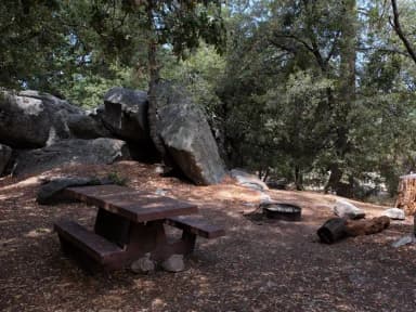 Picnic area with fire pit.