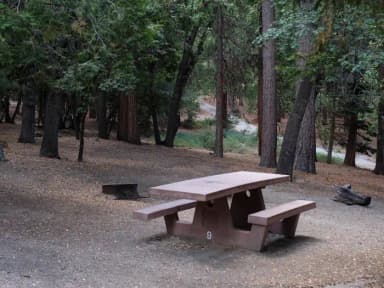 Picnic area with fire pit.