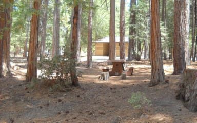 Site 019, Campground with picnic table.