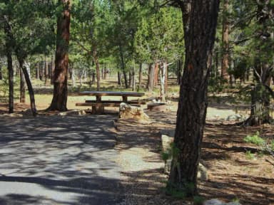 Picnic table, fire pit, and park spot, Mather Campground