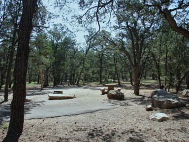 Picnic table, fire pit, and park spot, Mather Campground