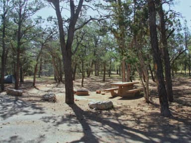 Picnic table, fire pit, and park spot, Mather Campground
