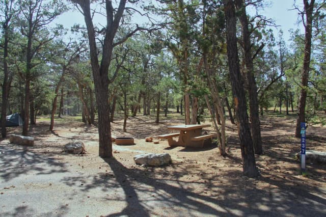 Picnic table, fire pit, and park spot, Mather Campground