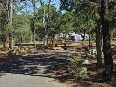 Picnic table, fire pit, and park spot, Mather Campground